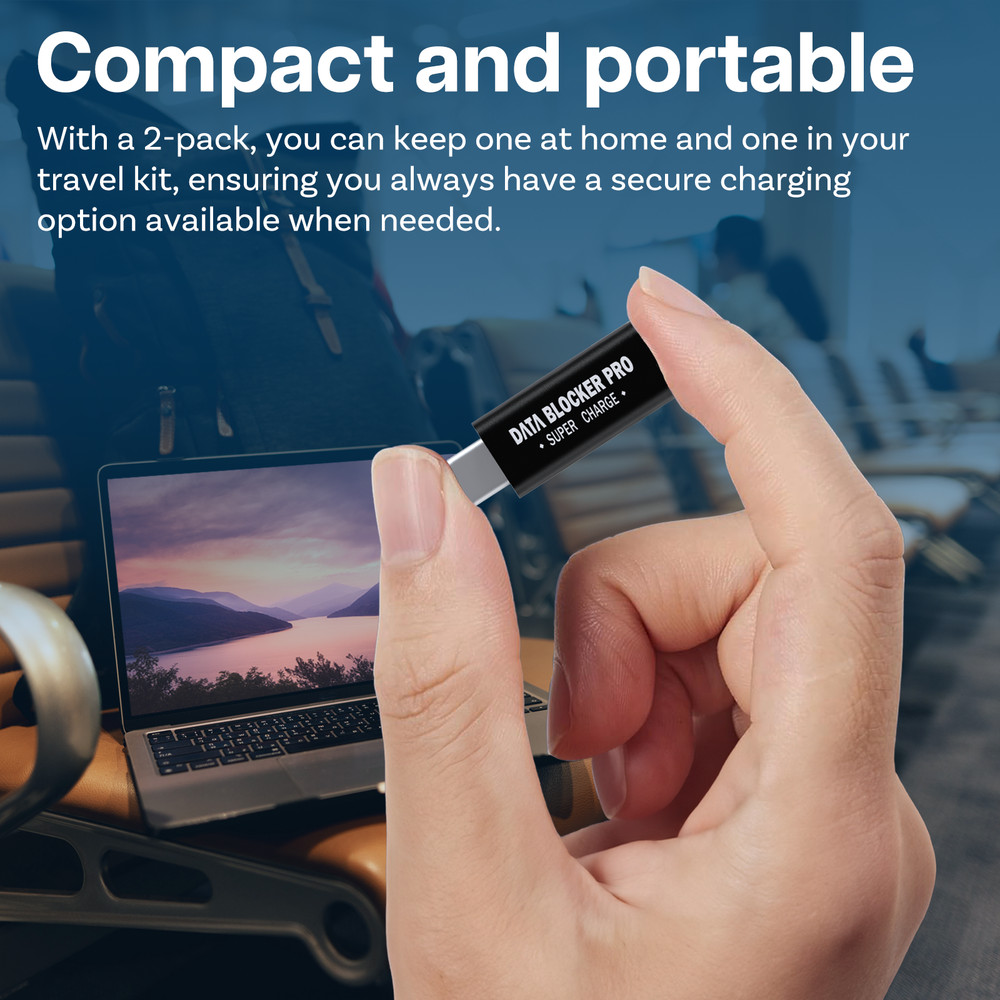 USB Data Blocker & USB-C Data Blocker [2 Pack] Protect for Juice Jacking Black