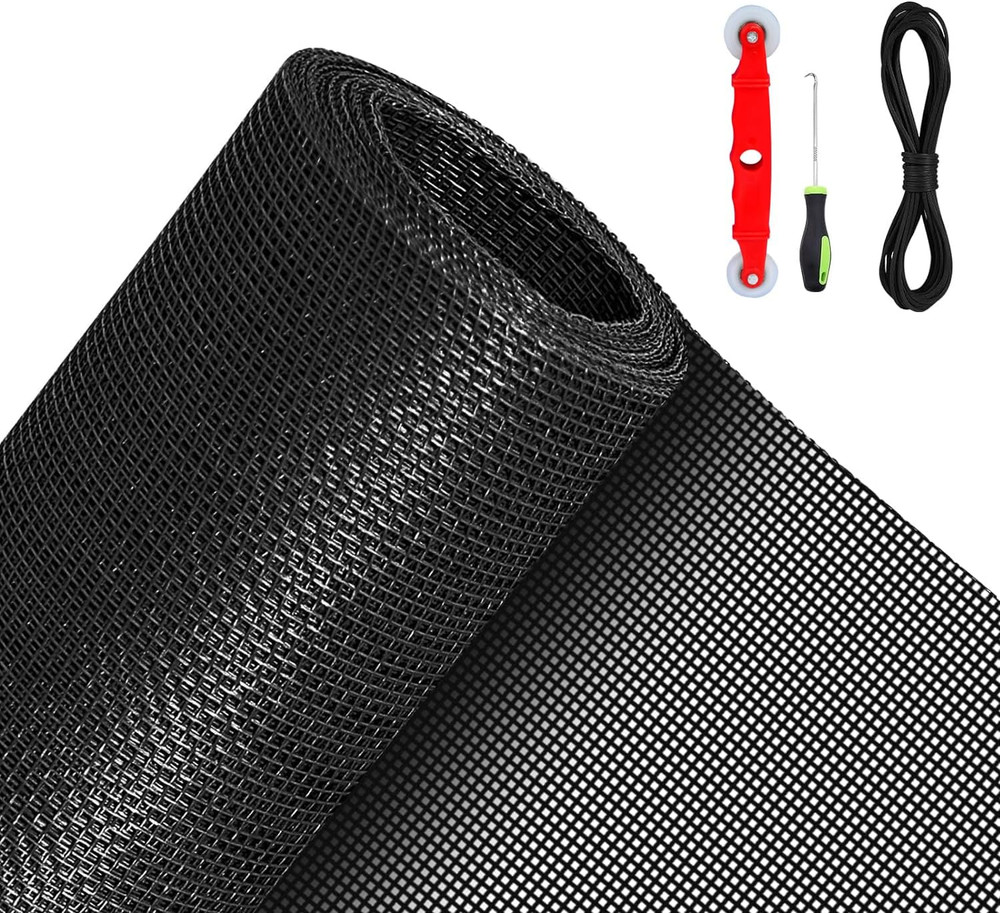 QWR Pet Proof Window Screen Replacement Kit, 39"X118" Durable High Hardness Scre