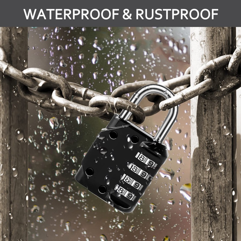 ® Combination Lock Resettable 4 Pack 4 Digit Outdoor Waterproof Combo Padlock