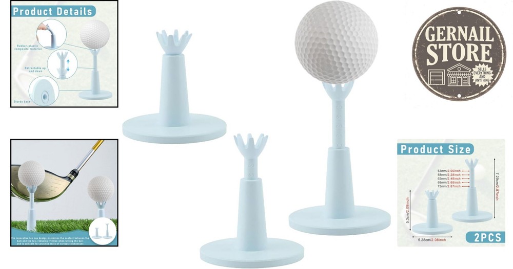 2PCS Low-Friction Adjustable Golf Tees - Perfect for Driving Ranges & Simulators