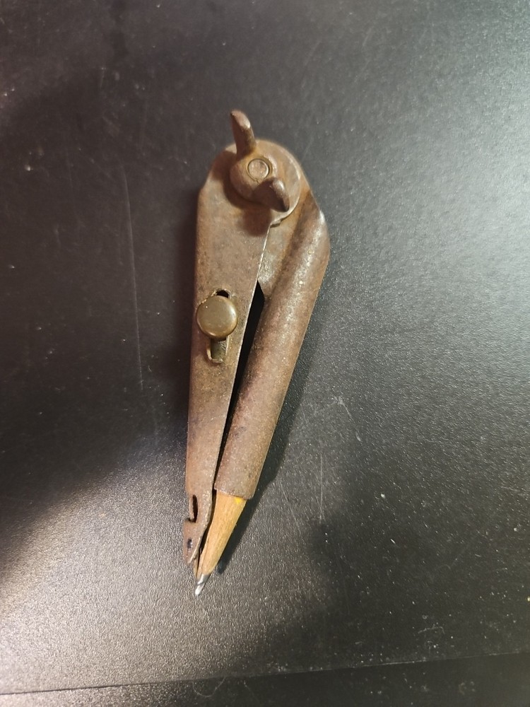 Antique Metal Drawing Protractor Compass