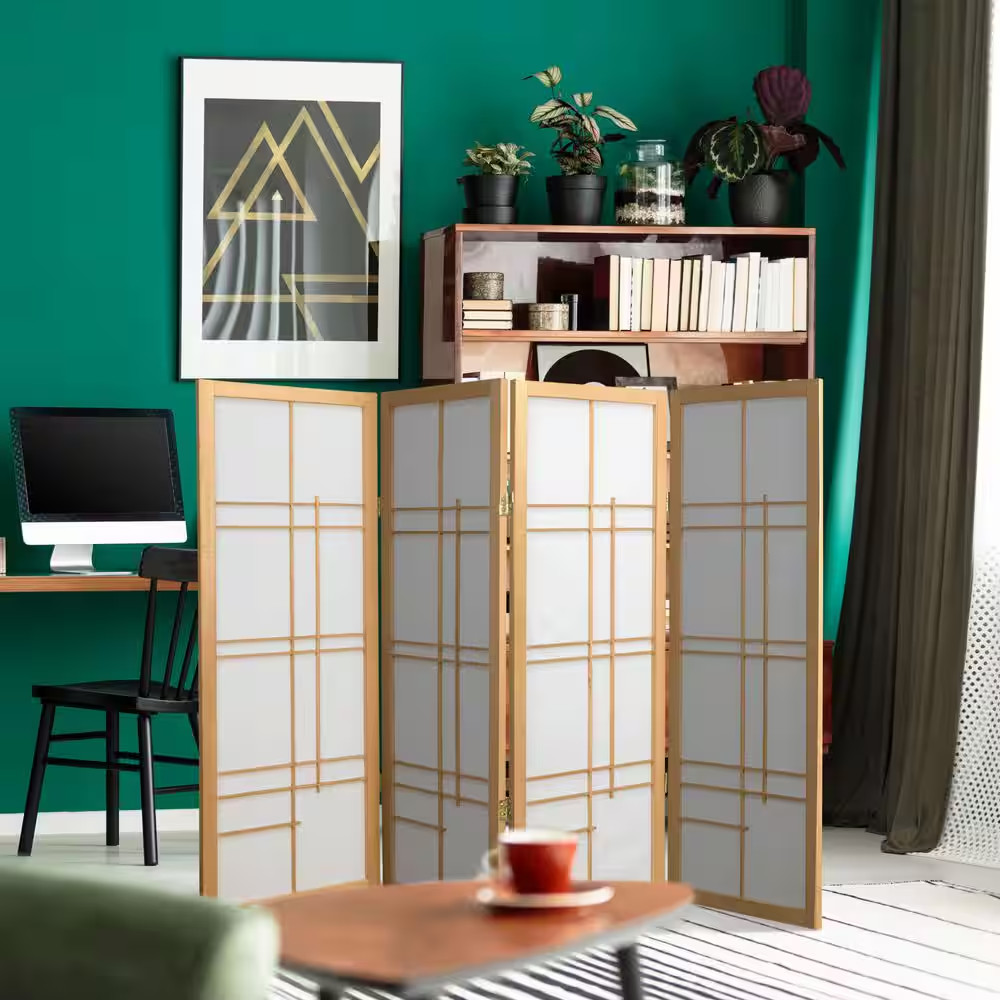 4 Ft. Natural 4-Panel Room Divider