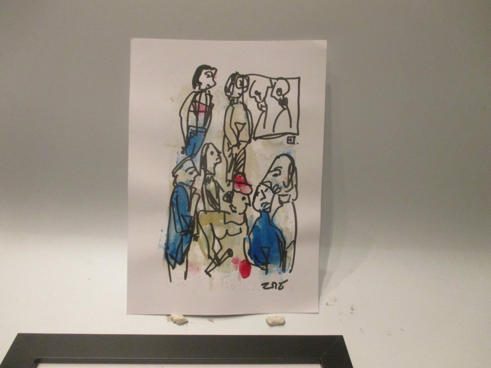People Gallery Original Signed Drawing Expressive Fineline 21x15cm