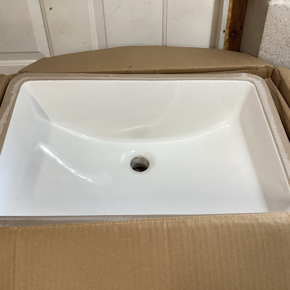 Miseno MNO1812RUBWH Bright White Undermount Rectangular Bathroom Sink