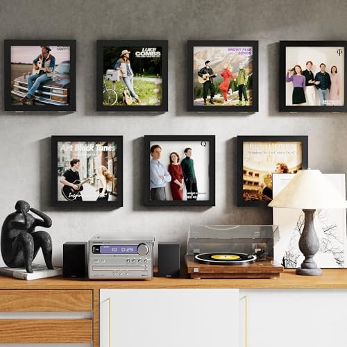 Vinyl Record Frame for the Wall, Vinyl Record Display Frame, 2 Pack Black