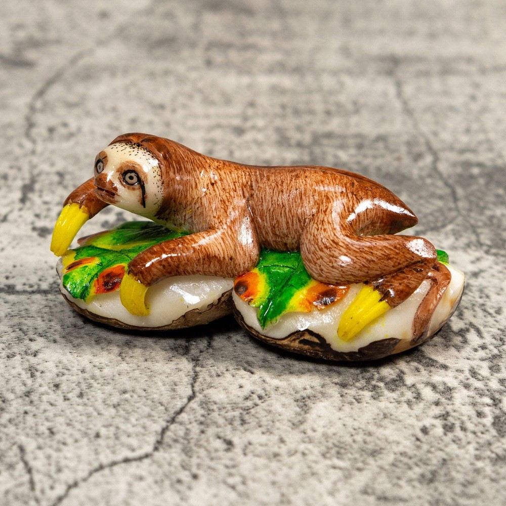 Double Nut Sloth Tagua Carving
