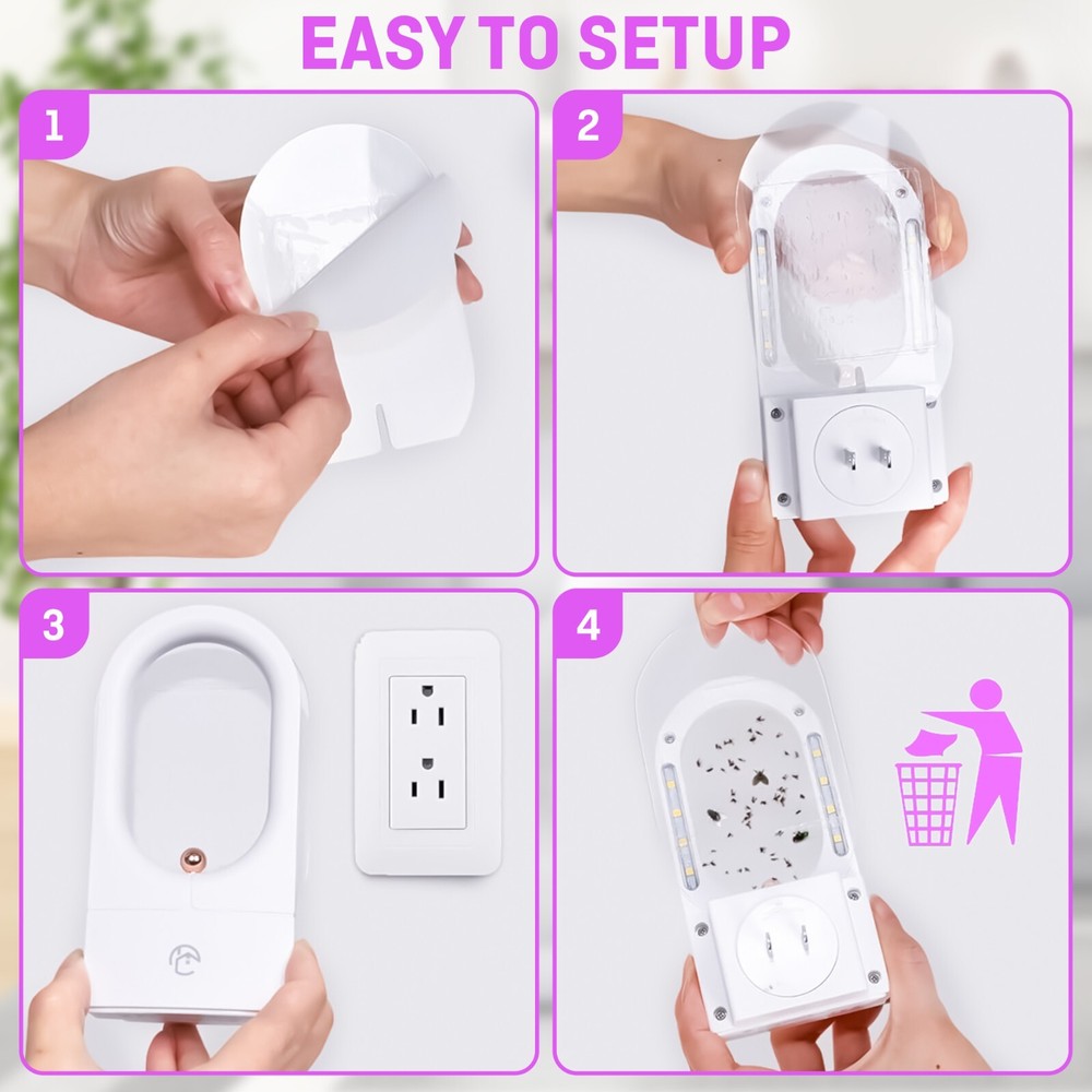 Flying Insect Trap, Insect Catcher, Indoor Fly Trap，Plug-In Bug Light Trap