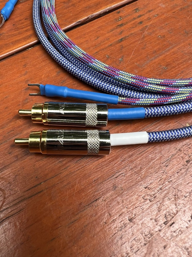 2 Ft. Audiophile Turntable Phono RCA Cables w/Ground Low Capacitance Shielded