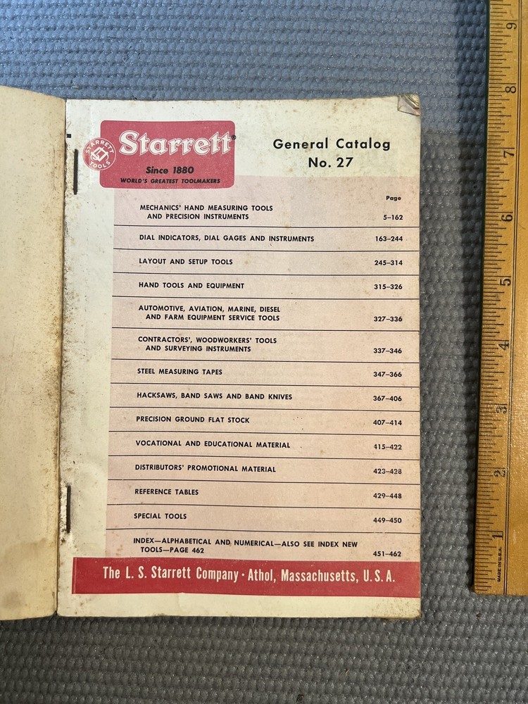 Vintage 1955 Starrett Tools Catalog No. 27