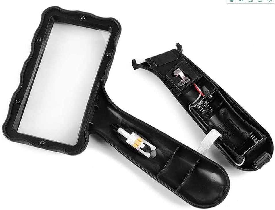Hand-held Rectangular Magnifying Glass, LED Light Magnifier, 10X Reading Magn...