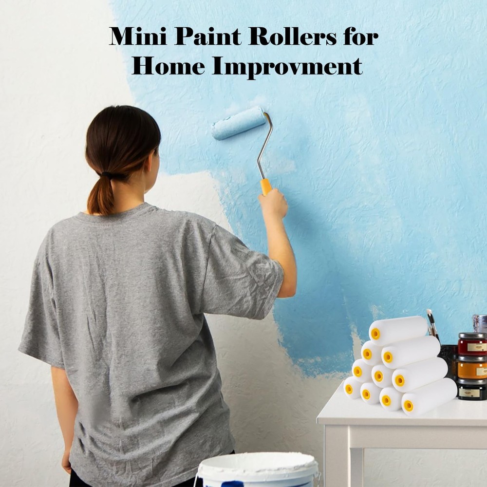 Foam Paint Rollers, 10 Pack 4 Inch Paint Rollers, Mini Paint Roller, High Absorp
