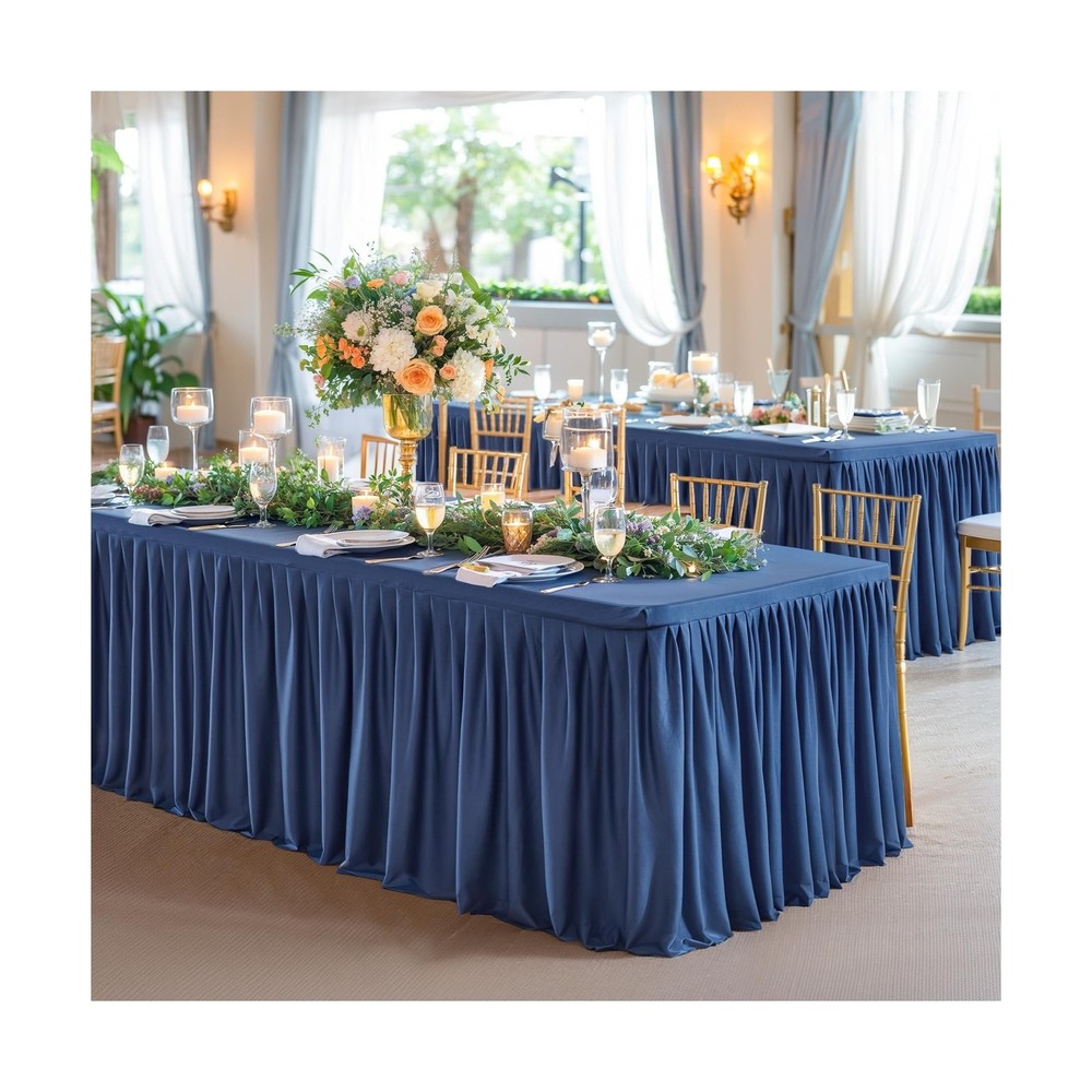 6 Pack Navy Blue Table Clothes for 8 Foot Rectangle Tables, Premium Polyester...