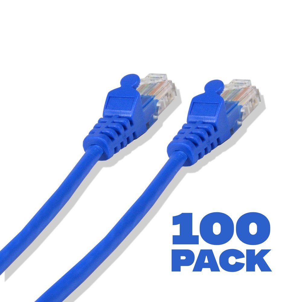 100 pack - 2ft Cat6 UTP Ethernet Network Patch Cable RJ45 Lan Patch Cord Blue
