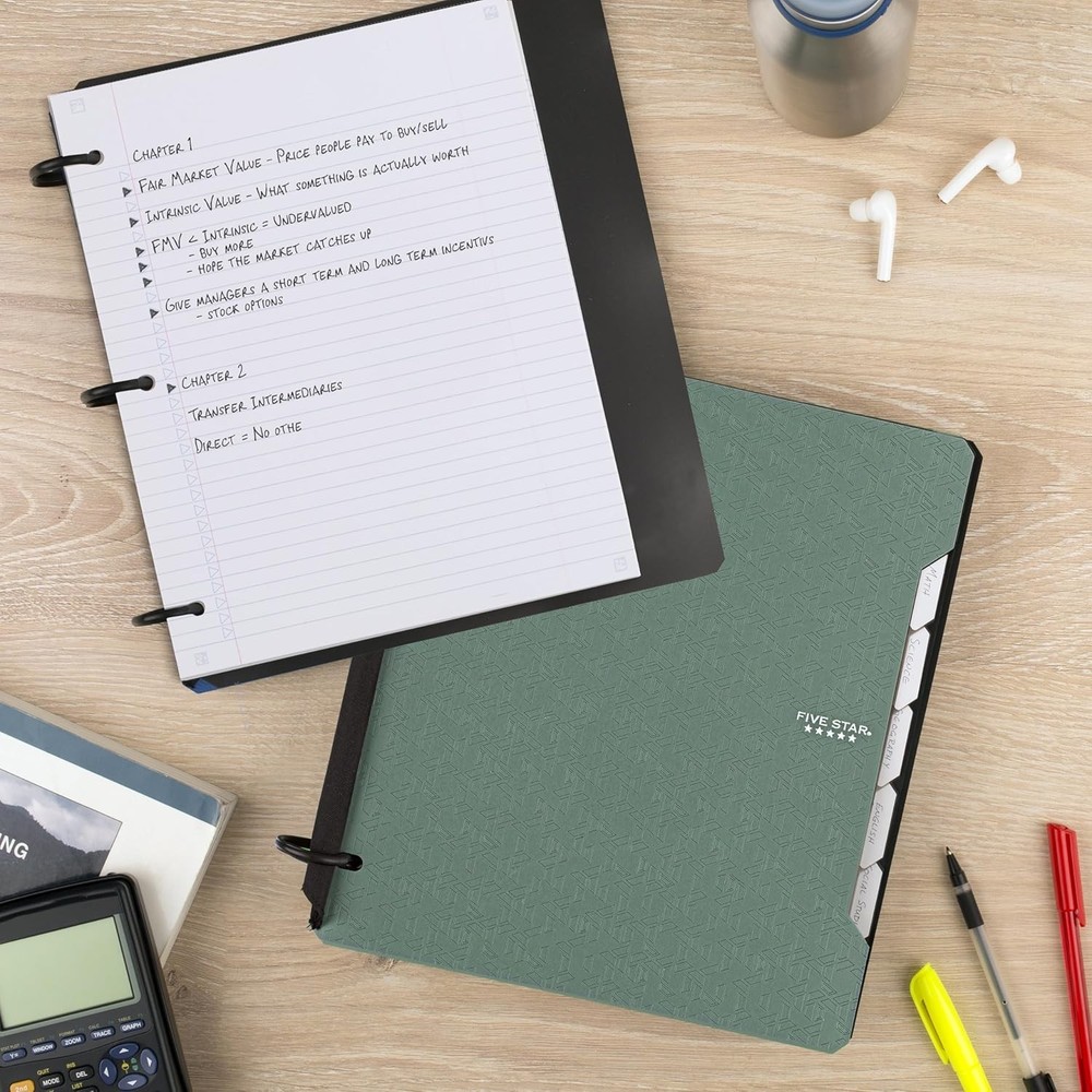 Flex Refillable Notebook Study App College Ruled Paper & 1-1/2 Inch TechLock