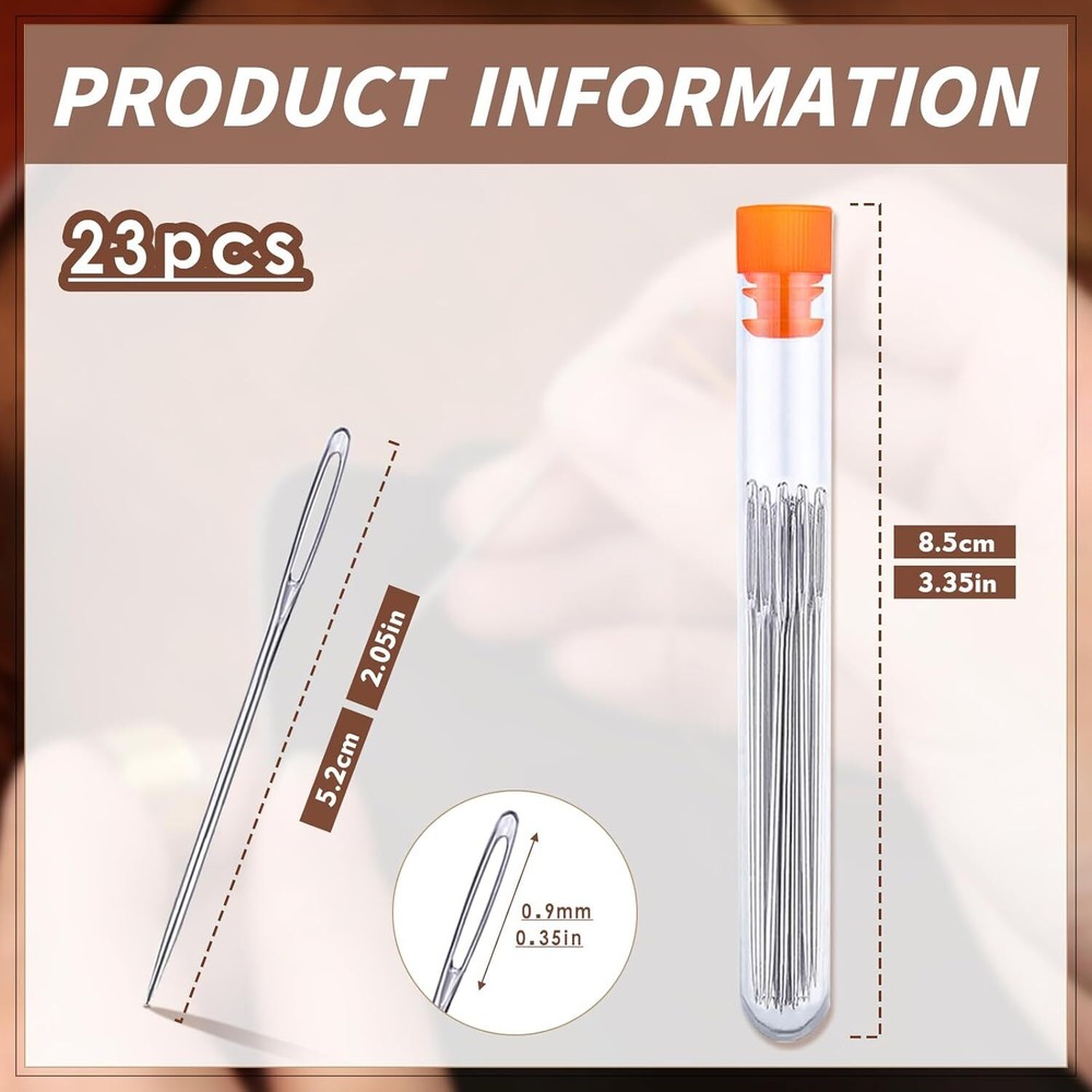 Large Eye Sewing Needles, 2.05 inch Sewing Sharp Needles for Hand Sew, Leather