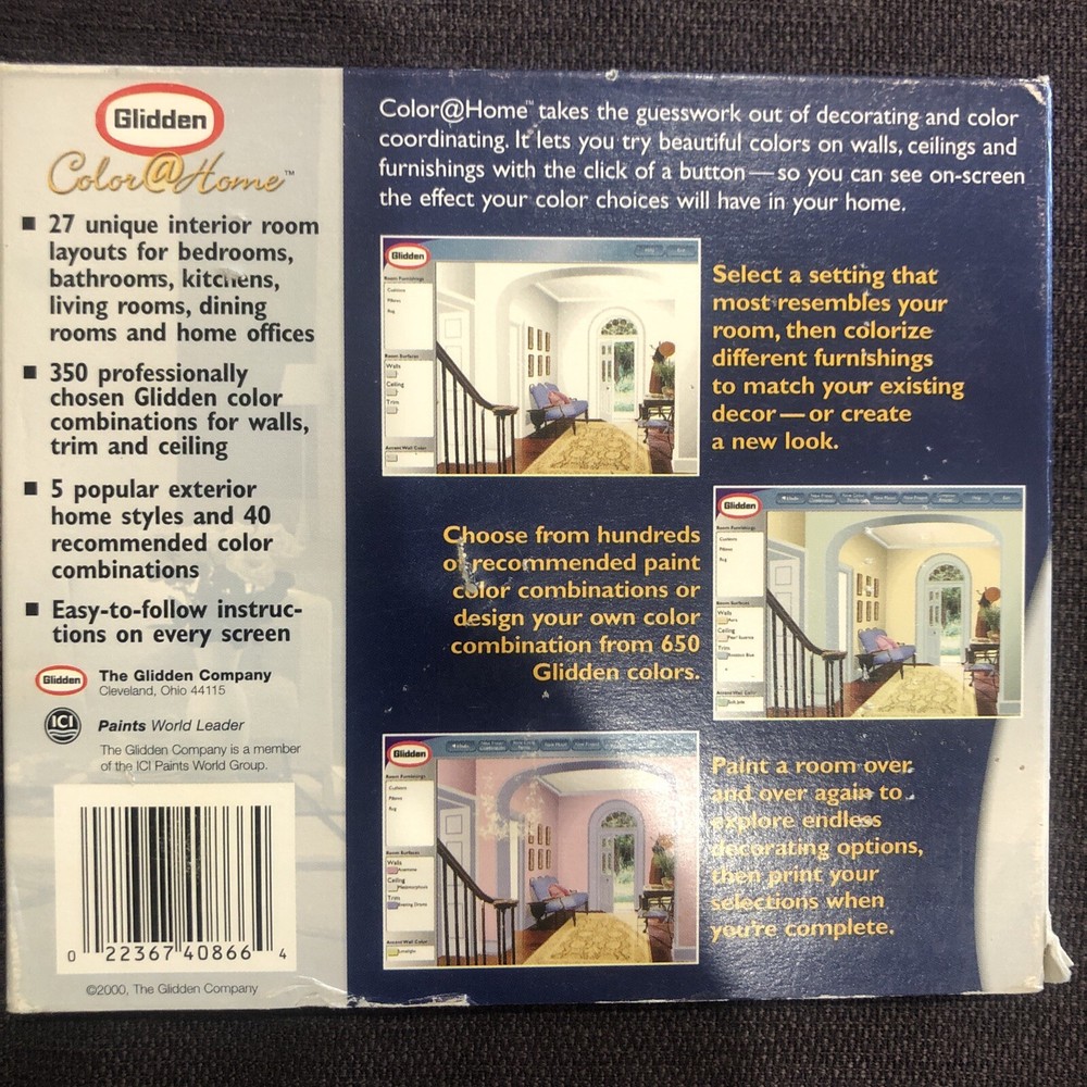 Glidden: Color @ Home II Virtual Paint Software PC CD-ROM for Windows 98/ME/2000
