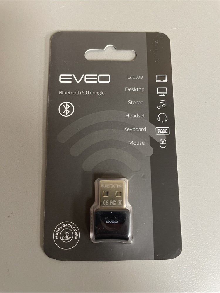 EVEO Bluetooth 5.0 Dongle Adapter for Windows PC Stereo Headset Keyboard Mouse