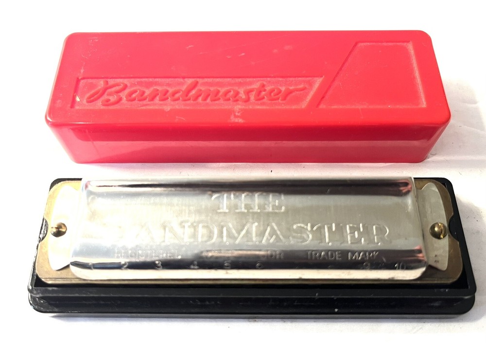 VTG The Bandmaster Harmonica w/ Red Plastic Hard Case - Germany