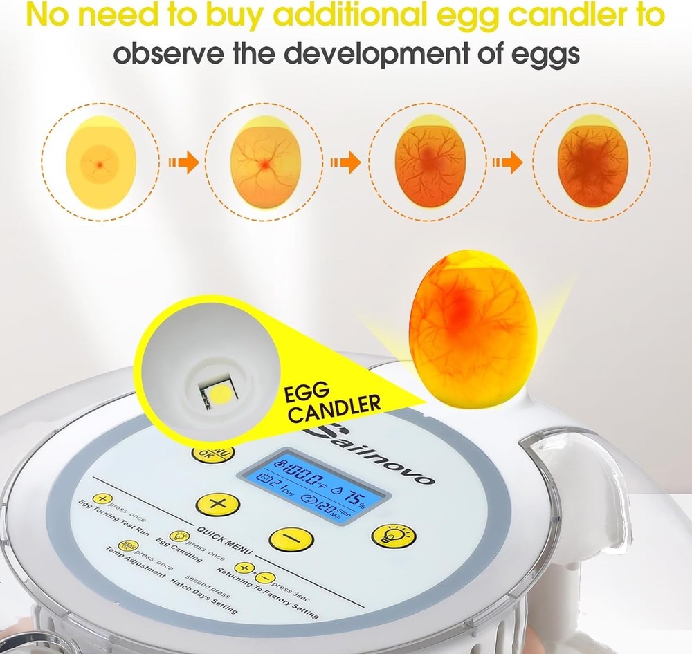 18 Egg Incubator for Hatching Eggs Chick Automatic Turning &Stop, Egg Candler