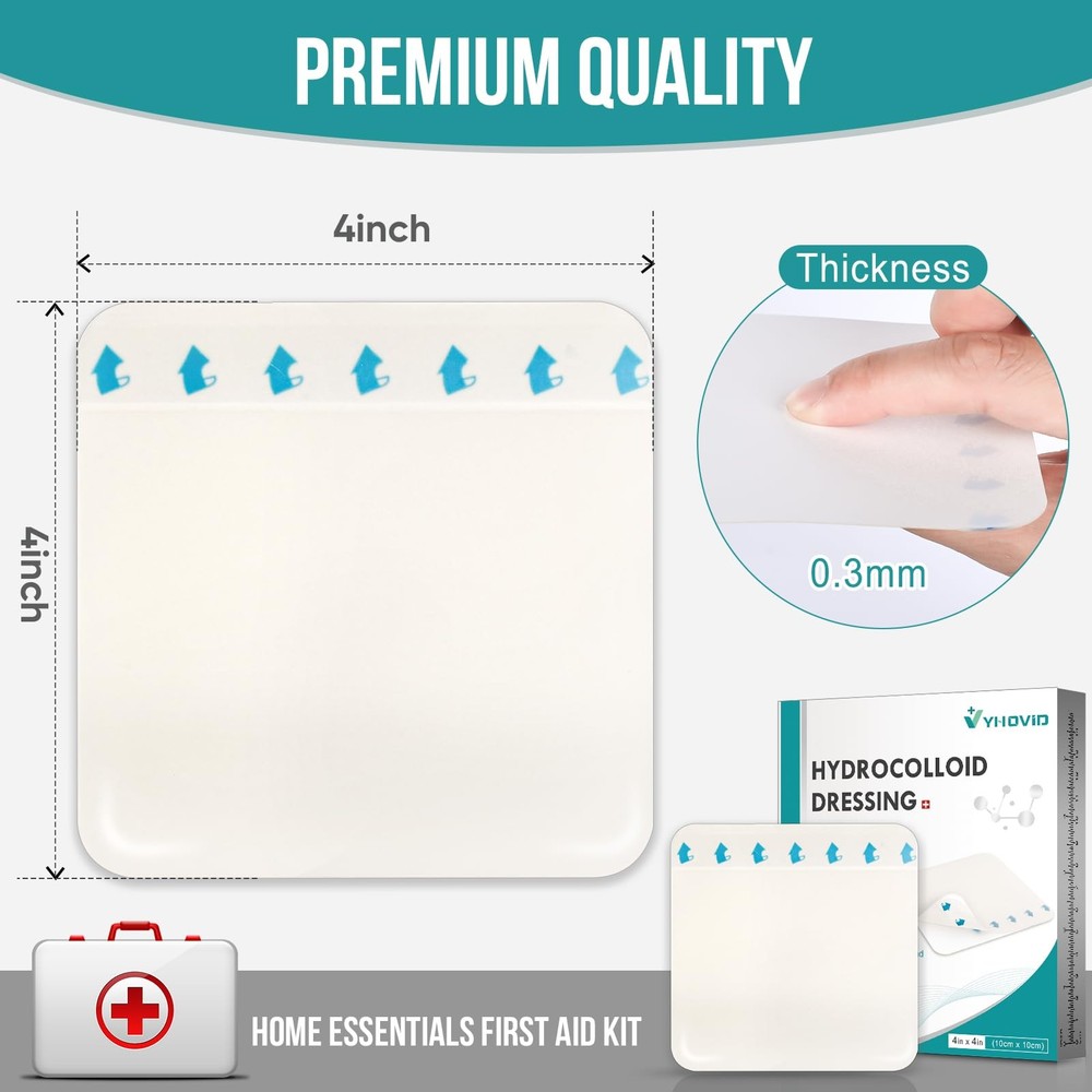 15 Pack Hydrocolloid Wound Dressing 4" x 4", x 4"(15 PCS)
