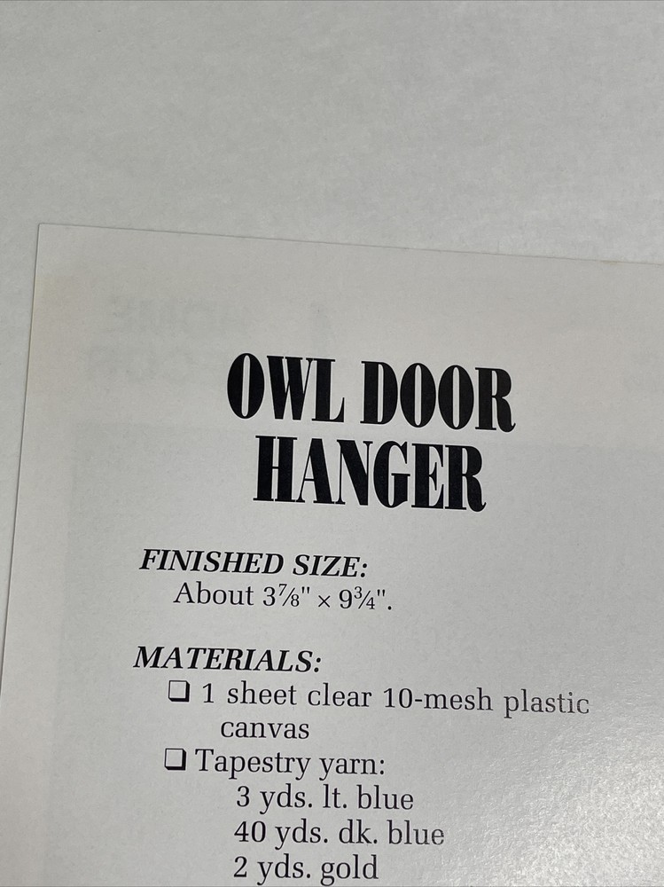 Owl Door Hanger Annie's Plastic Canvas Pattern