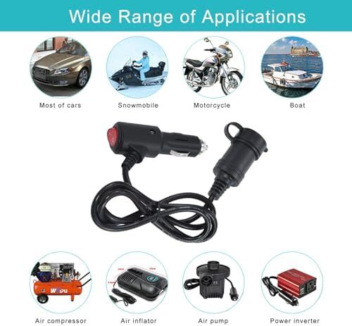 3FT Cigarette Lighter Extension Cord with On Off Switch - Car Cigarette Lighter