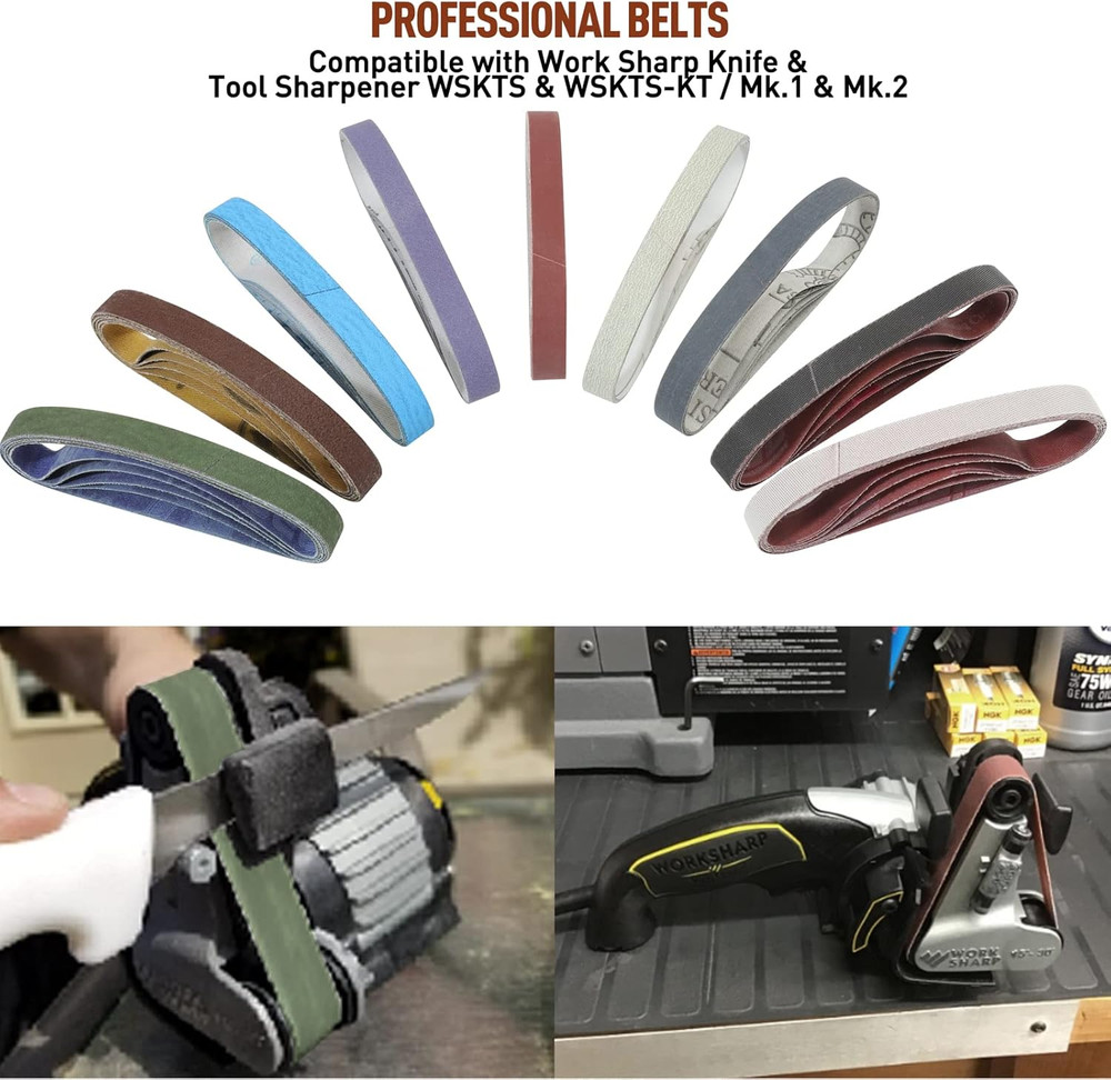 45 Pcs 1/2" X 12" Replacement Sharpening Belt Kit for Official Work Sharp Knife