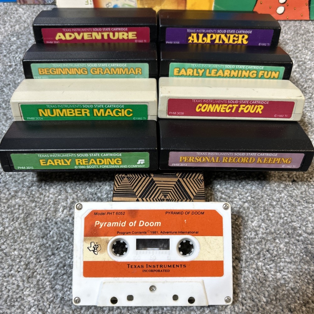 Texas Instruments Computer TI99/4A Games Cartridges Cassettes Manuals - UNTESTED
