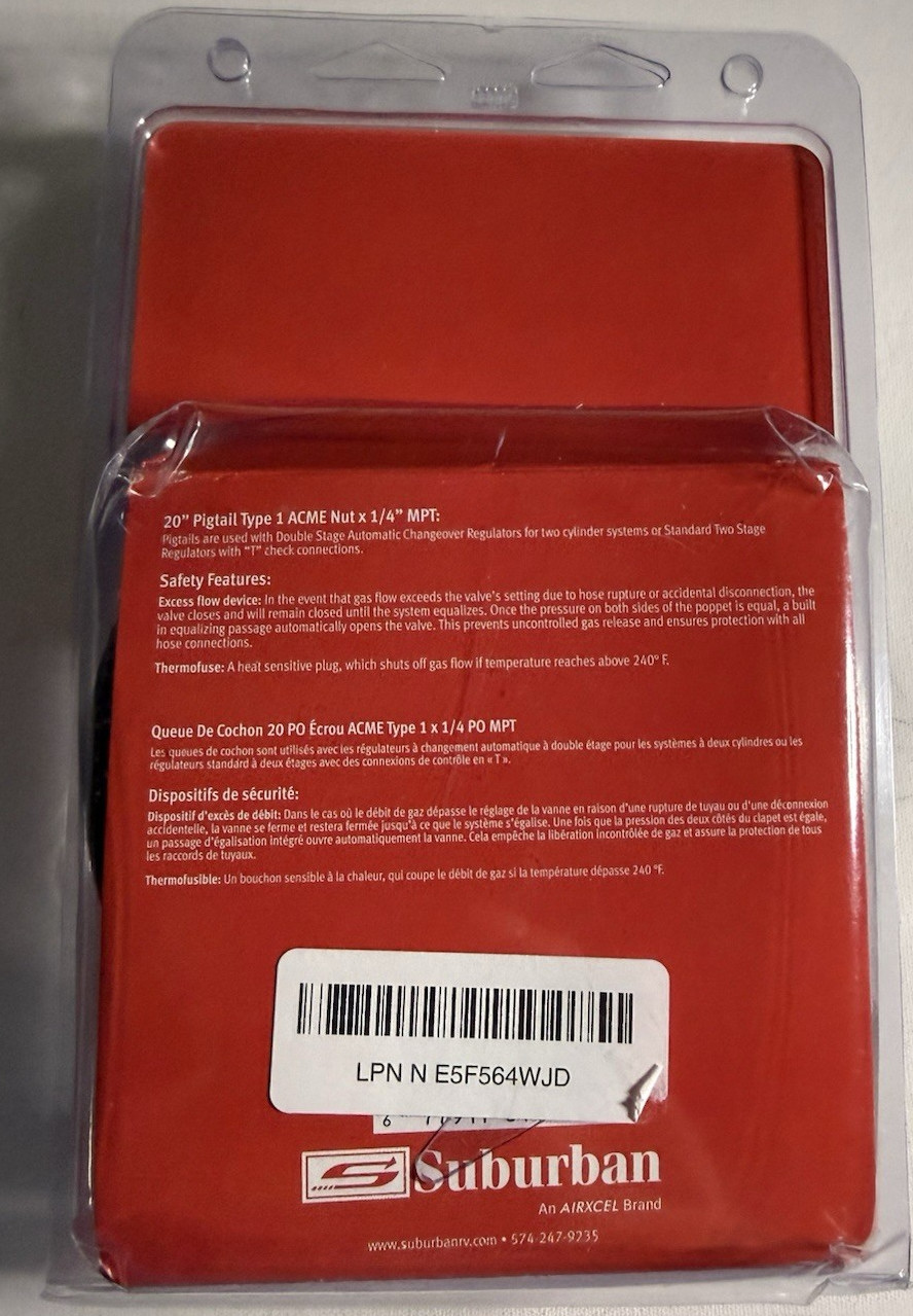Suburban LP-PT20M 20-Inch Pigtail Type 1 Acme Nut with 1/4-Inch MPT