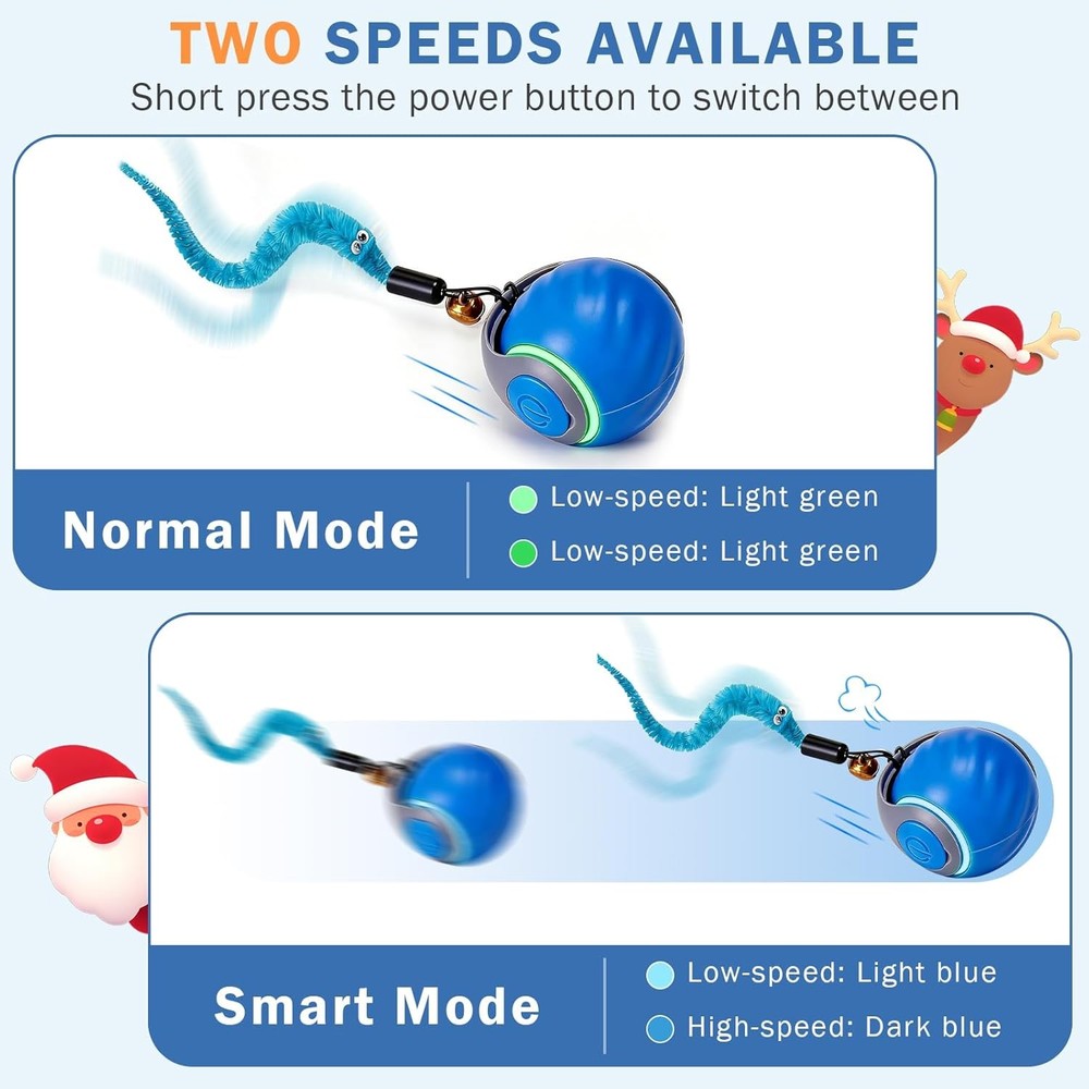 Smart Cat Toy Ball - Motion Activated Automatic Rolling Interactive Cat Toy for