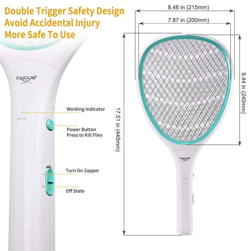 Handheld Bug Zapper Racket Electric Fly Swatter