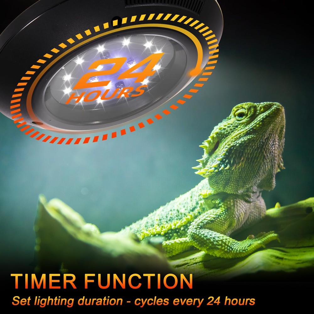 LED UVB Light for Reptiles, 8W UVA UVB Lamp – Timer Switch, Adjustable Bright...
