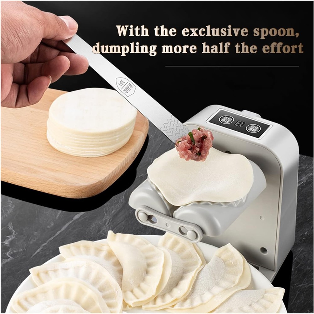 Automatic Dumpling Maker, Electric Press with Spoon & Brush for Home Kitchen
