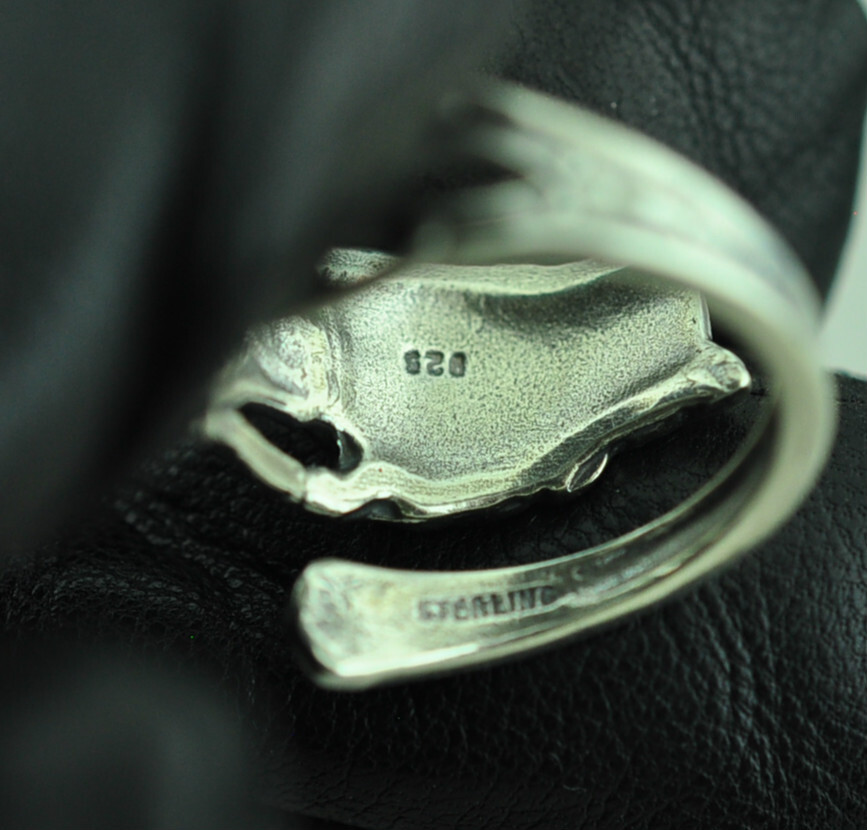 Dainty Solid 925 Sterling Silver My Little Kitty Cat Adjustable Spoon Ring