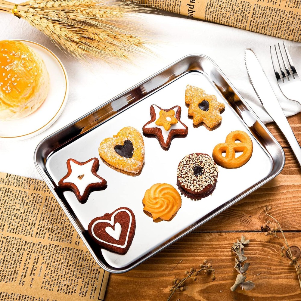 12 Piece Baking Pan Set, Stainless Steel Tray Rectangular Tray, Nonstick