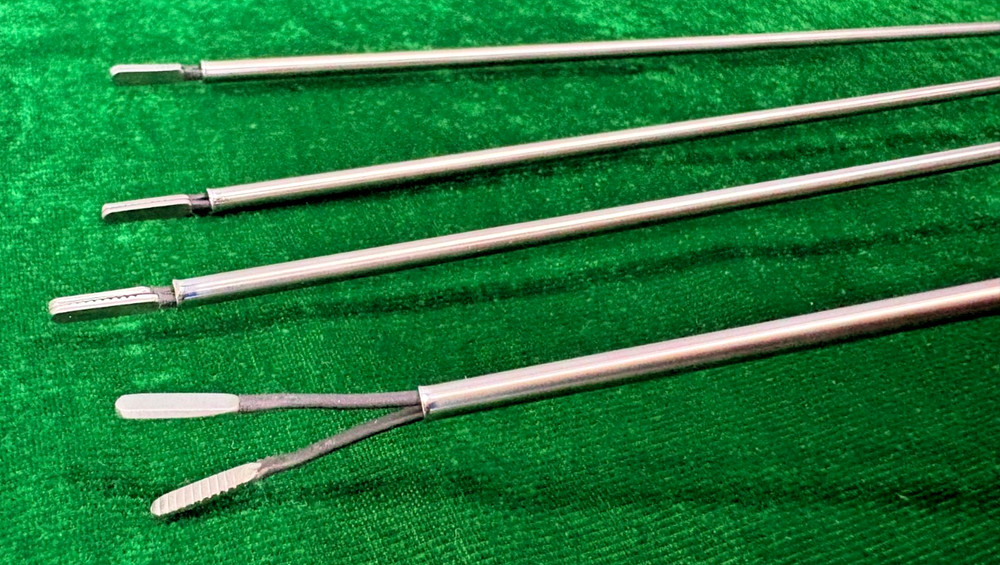 4pc Laparoscopic Bipolar Forceps U Handle Flat Jaw 3mmx330mm (with Cable)