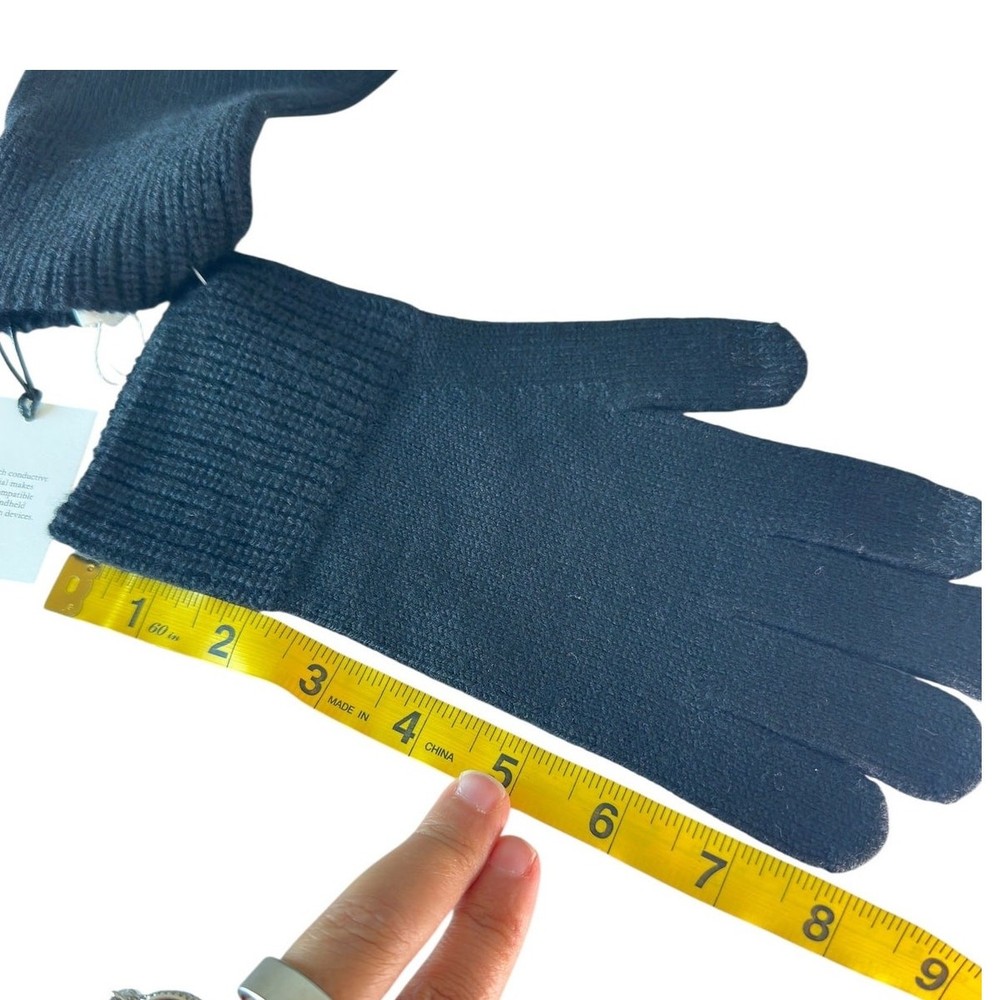 Coach Knit Tech Gloves With Rubber Patch Black S/M