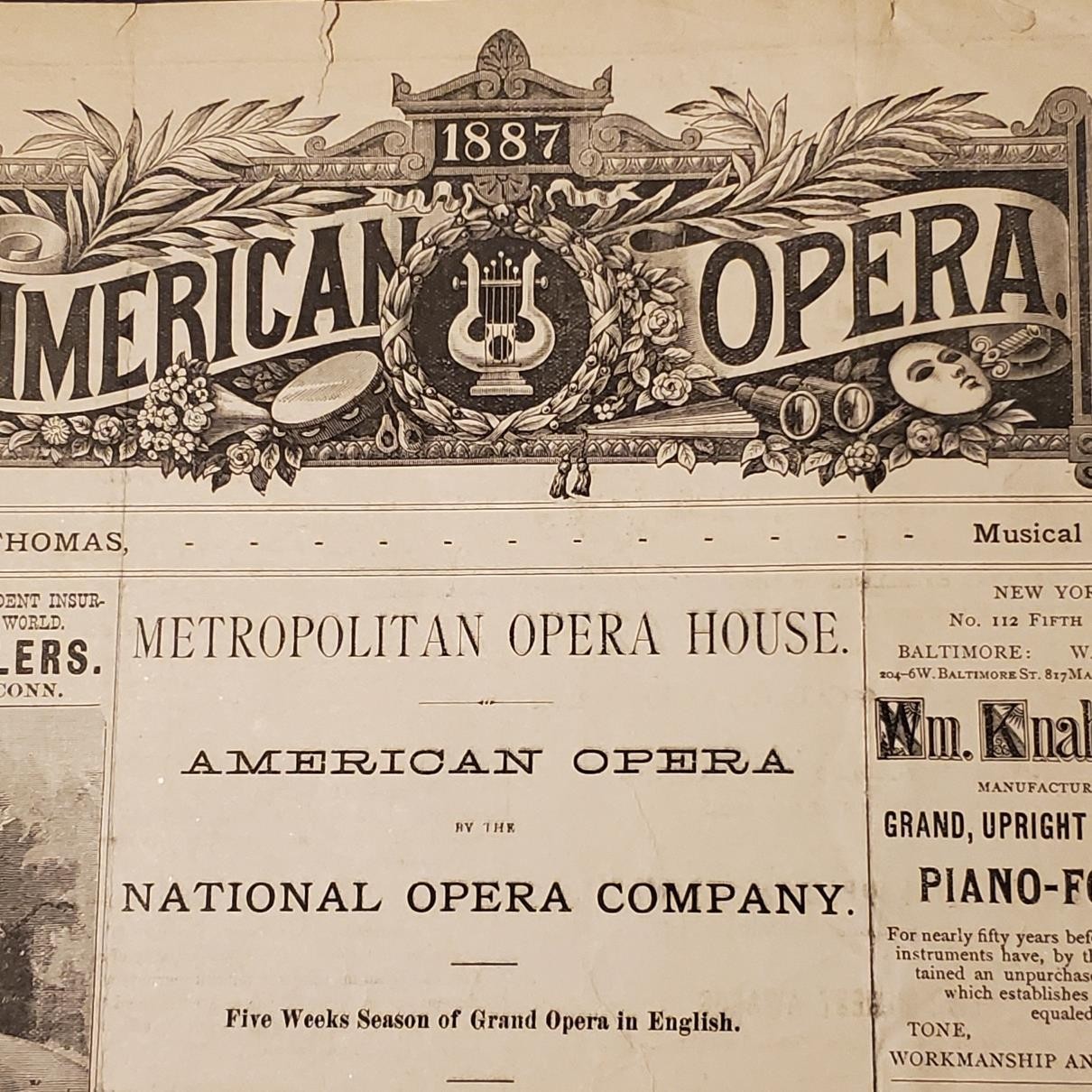 5186----1887 American Opera Programme for the Metropolitan Opera House