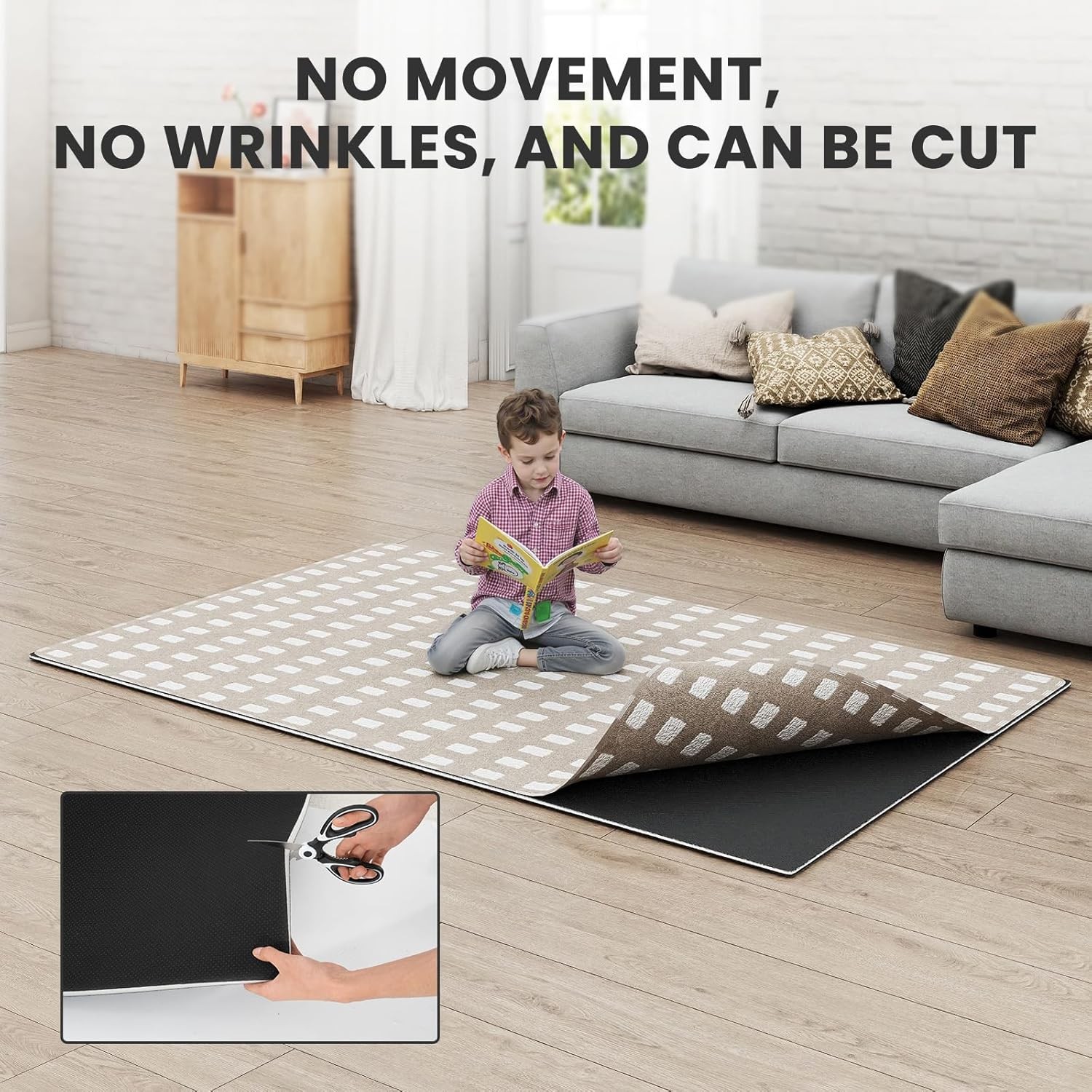 SUNYRISY Memory Foam Non Slip Rug Pads Cushioned Carpet Pad 5x8/6x9/8x10/9x12Ft