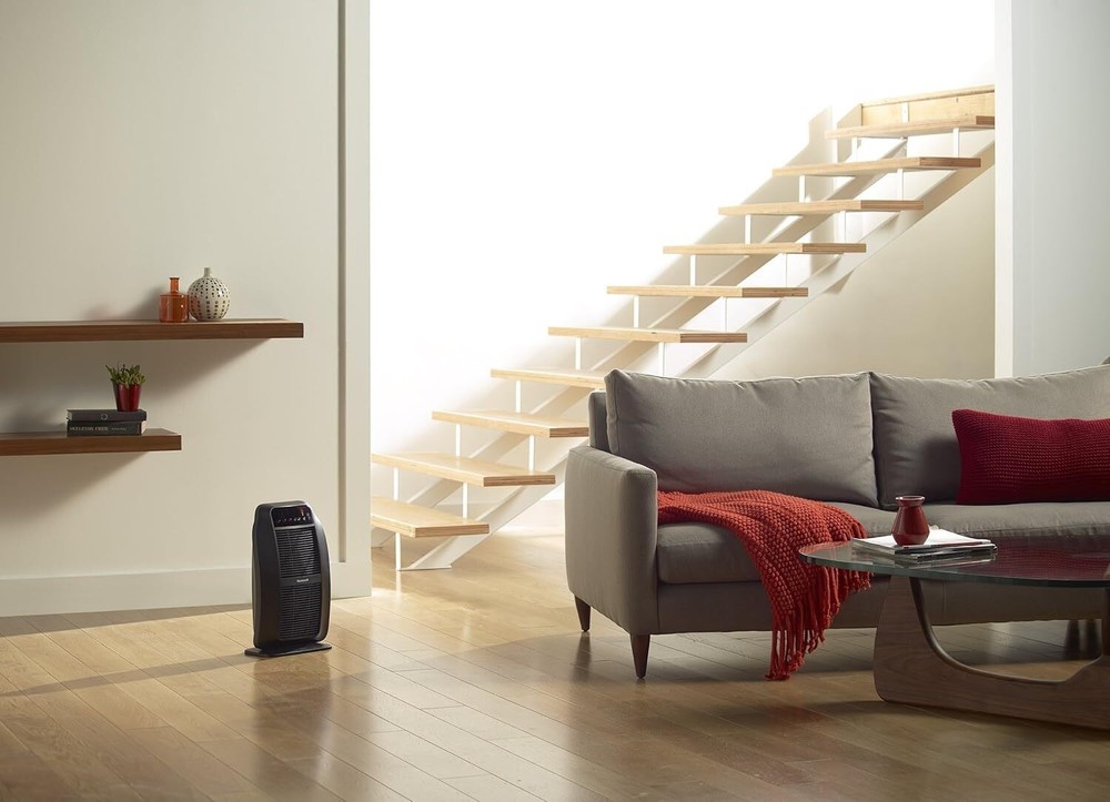 Electric Ceramic Space Heater Digital Controls and Programmable Thermostat Black