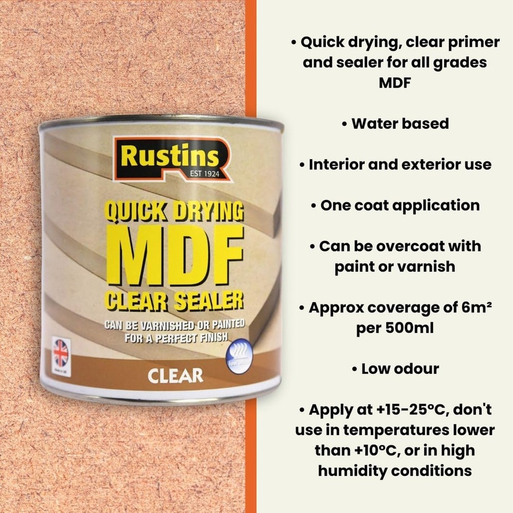 Rustins MDFS250 250ml Quick Dry MDF Sealer - Clear