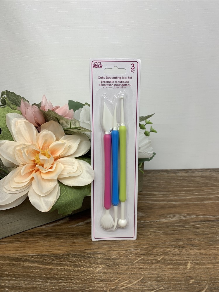 1 Package Viola 3pc Cake Decorating Tool Set Multicolor Handles NIP Greenbriar