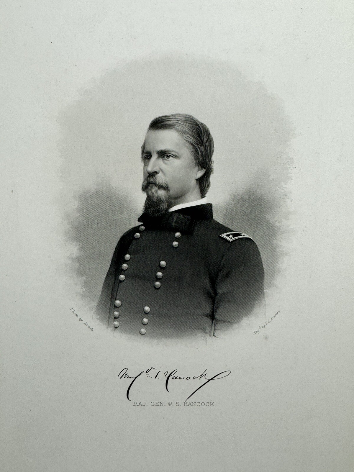 1860 Original American CIVIL WAR Print Union Brigadier GENERAL W.S. Hancock