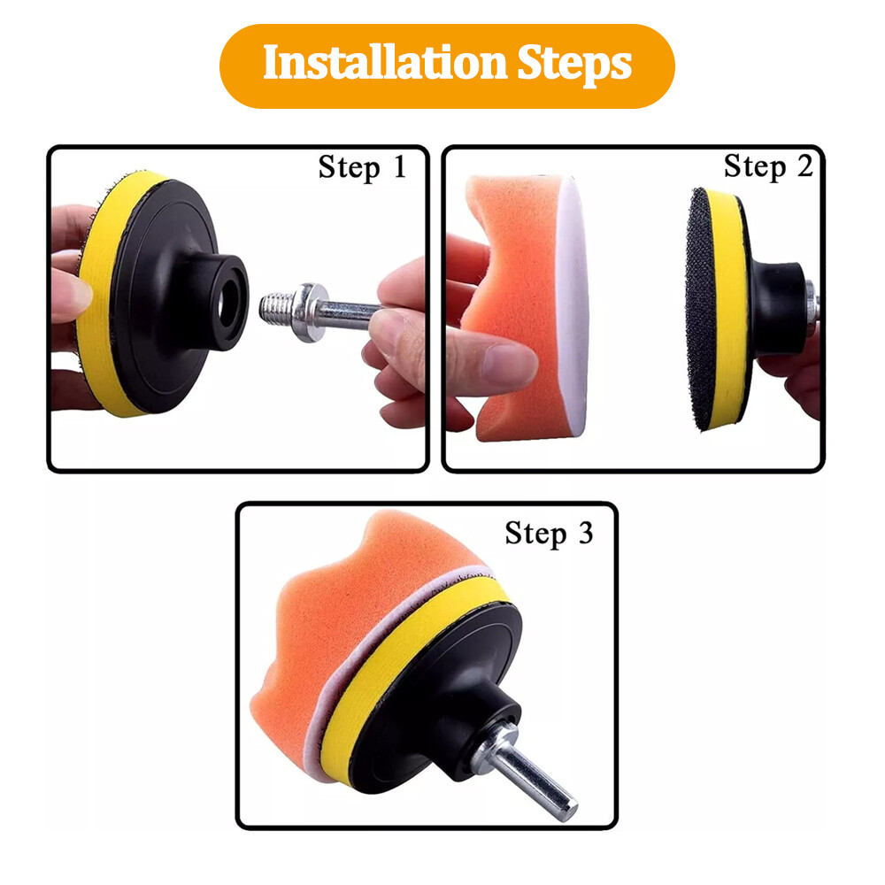 4Inch Car Buffing Pads Polishing Kit 14Pcs for Drill Sponge Waxing Foam Polisher