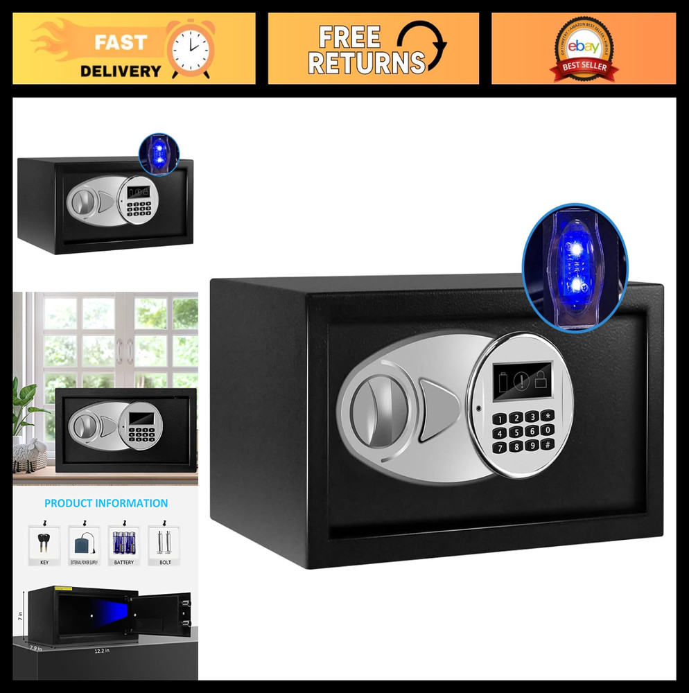 Hidden Safe Box with Sensor Light Key Digital Lock 0.4 Cu Ft Wall Cabinet