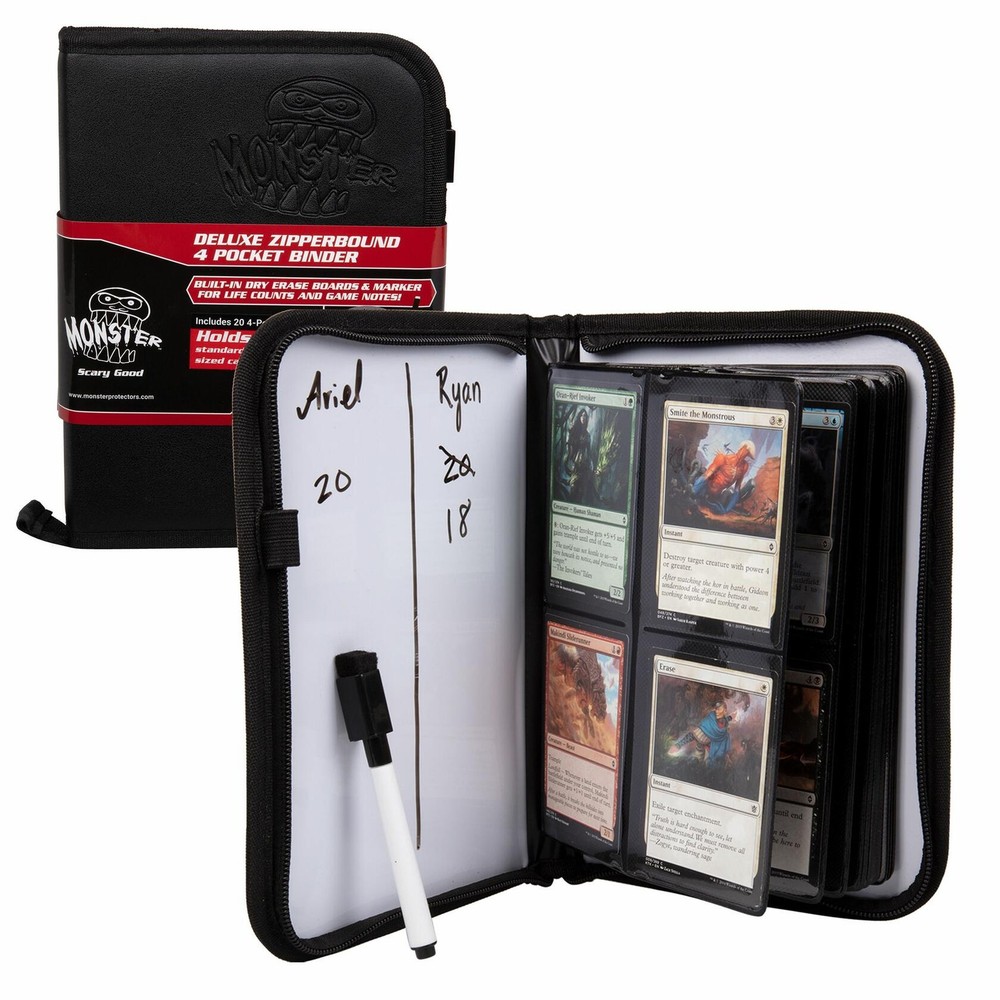 Deluxe Zipperbound 4-Pocket Binder, Black