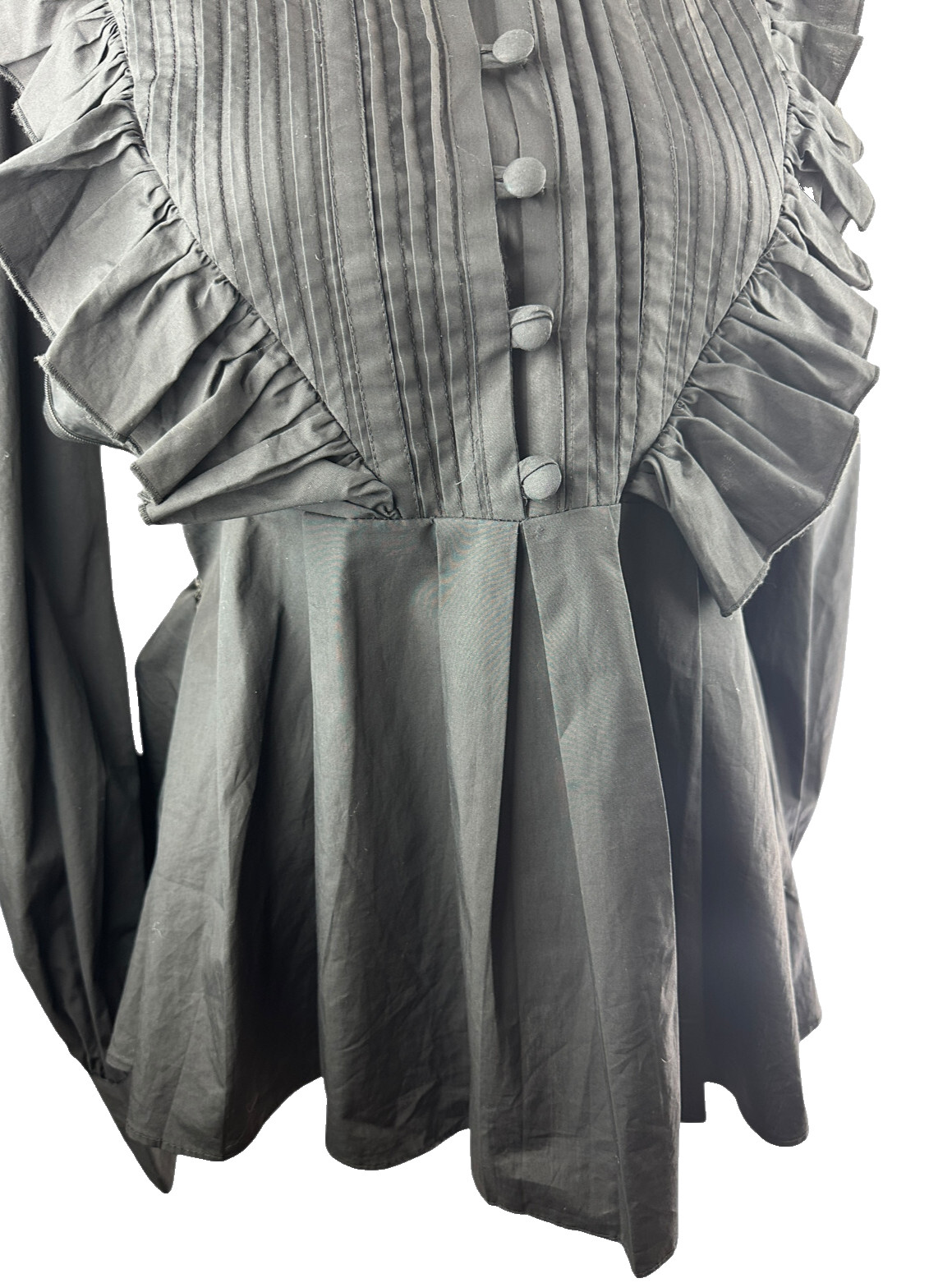 *Flawed* Victorian Choice Black Blouse Steampunk Witchy Goth Button Top Medium