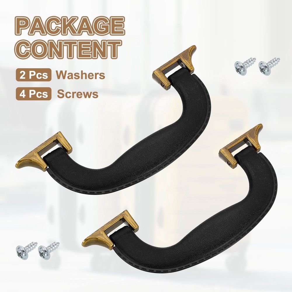 2Pcs Luggage Handle Plastic Pull Handle Grip Replacement with Screws Black Green