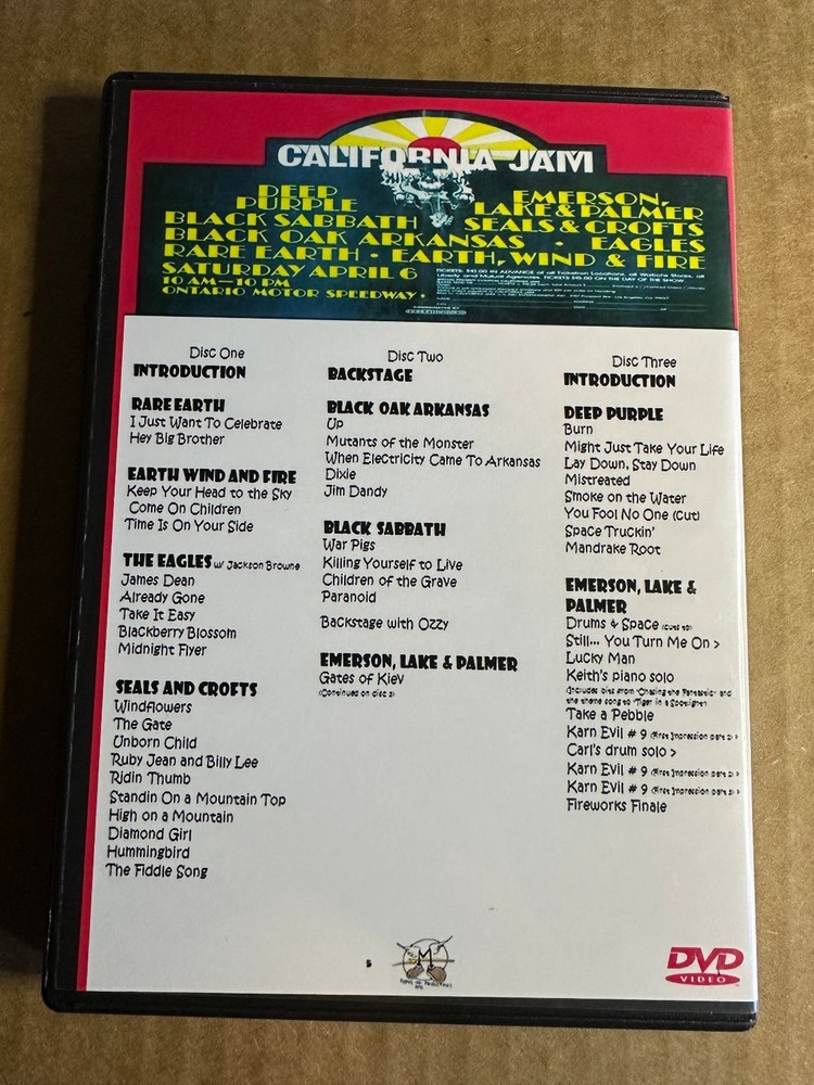 California Jam I: Cal Jam Live 1974 DVD Box Set Black Sabbath Deep Purple ELP