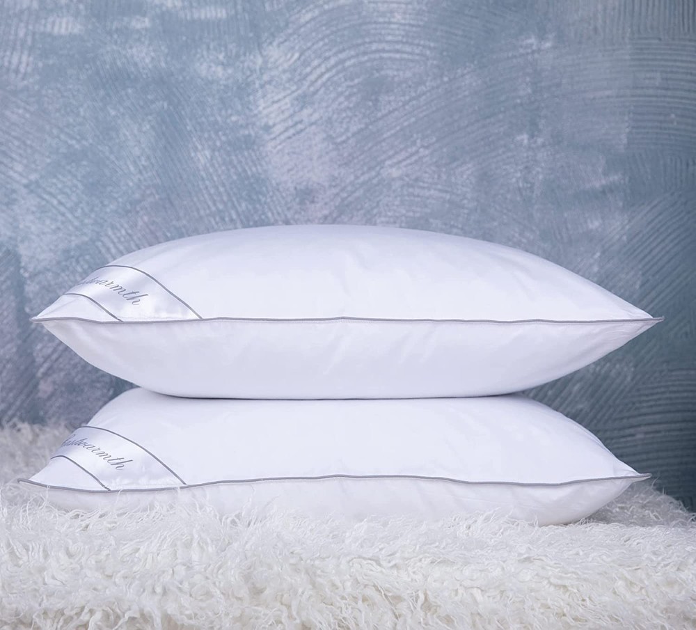 Goose Feather Down Bed Pillow for Sleeping 2 Pack,100% Cotton Cover Medium Fi...
